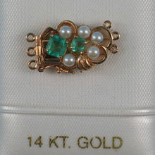 Load image into Gallery viewer, 14K Yellow Gold Natural Emerald &amp; White Cultured Pearl Triple-Strand Clasp