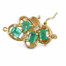 Load image into Gallery viewer, 14K Yellow Gold Four Natural Green Emerald &amp; Diamond Clasp