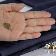 Load image into Gallery viewer, 14K Yellow Gold Four Natural Green Emerald &amp; Diamond Clasp