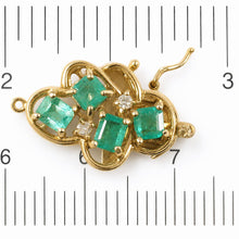 Load image into Gallery viewer, 14K Yellow Gold Four Natural Green Emerald &amp; Diamond Clasp