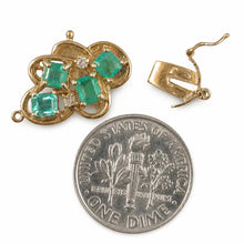 Load image into Gallery viewer, 14K Yellow Gold Four Natural Green Emerald &amp; Diamond Clasp