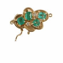 Load image into Gallery viewer, 14K Yellow Gold Four Natural Green Emerald &amp; Diamond Clasp
