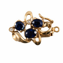 Load image into Gallery viewer, 14K Yellow Gold Genuine Natural Blue Sapphire &amp; Diamond Clasp (Triple Sapphire)