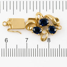 Load image into Gallery viewer, 14K Yellow Gold Genuine Natural Blue Sapphire &amp; Diamond Clasp (Triple Sapphire)