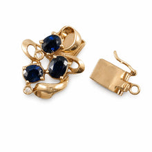 Load image into Gallery viewer, 14K Yellow Gold Genuine Natural Blue Sapphire &amp; Diamond Clasp (Triple Sapphire)
