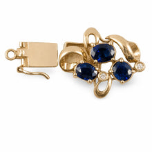 Load image into Gallery viewer, 14K Yellow Gold Genuine Natural Blue Sapphire &amp; Diamond Clasp (Triple Sapphire)
