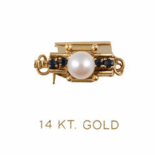 Load image into Gallery viewer, 14K Yellow Gold 4 Sapphire &amp; 5mm White Cultured Pearl Clasp