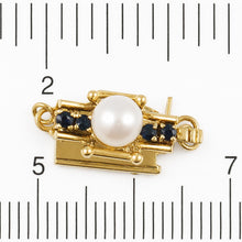 Load image into Gallery viewer, 14K Yellow Gold 4 Sapphire &amp; 5mm White Cultured Pearl Clasp