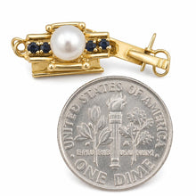 Load image into Gallery viewer, 14K Yellow Gold 4 Sapphire &amp; 5mm White Cultured Pearl Clasp