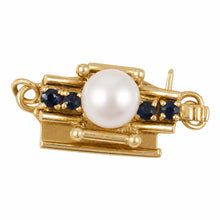 Load image into Gallery viewer, 14K Yellow Gold 4 Sapphire &amp; 5mm White Cultured Pearl Clasp