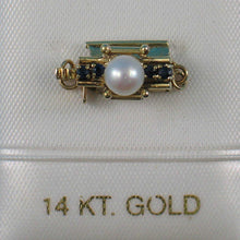 Load image into Gallery viewer, 14K Yellow Gold 4 Sapphire &amp; 5mm White Cultured Pearl Clasp
