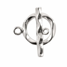 Load image into Gallery viewer, Solid Sterling Silver 925 w/ Rhodium Finish 13mm Waves Toggle Clasp