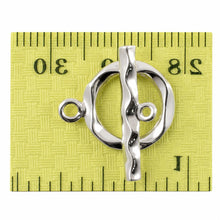 Load image into Gallery viewer, Solid Sterling Silver 925 w/ Rhodium Finish 13mm Waves Toggle Clasp