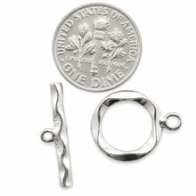 Load image into Gallery viewer, Solid Sterling Silver 925 w/ Rhodium Finish 13mm Waves Toggle Clasp