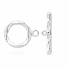 Load image into Gallery viewer, Solid Sterling Silver 925 w/ Rhodium Finish 13mm Waves Toggle Clasp