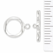 Load image into Gallery viewer, Solid Sterling Silver 925 w/ Rhodium Finish 13mm Waves Toggle Clasp