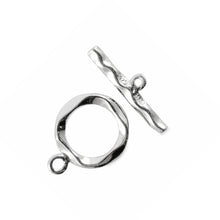 Load image into Gallery viewer, Solid Sterling Silver 925 w/ Rhodium Finish 13mm Waves Toggle Clasp