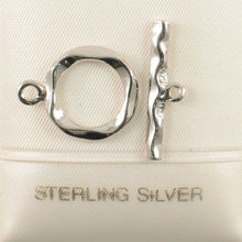 Load image into Gallery viewer, Solid Sterling Silver 925 w/ Rhodium Finish 13mm Waves Toggle Clasp