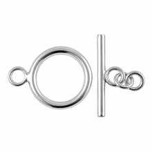 Load image into Gallery viewer, Solid Sterling Silver 925 w/ Rhodium Finish Tubing Bar &amp; 15mm Ring Toggle Clasp