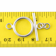 Load image into Gallery viewer, Solid Sterling Silver 925 w/ Rhodium Finish Tubing Bar &amp; 15mm Ring Toggle Clasp