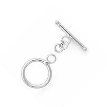 Load image into Gallery viewer, Solid Sterling Silver 925 w/ Rhodium Finish Tubing Bar &amp; 15mm Ring Toggle Clasp
