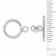 Load image into Gallery viewer, Solid Sterling Silver 925 w/ Rhodium Finish Tubing Bar &amp; 15mm Ring Toggle Clasp