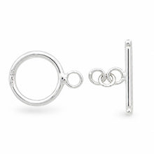 Load image into Gallery viewer, Solid Sterling Silver 925 w/ Rhodium Finish Tubing Bar &amp; 15mm Ring Toggle Clasp