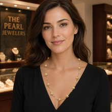 Load image into Gallery viewer, Golden Cultured Pearls &amp; 14k Gold Spiral Tube Necklace