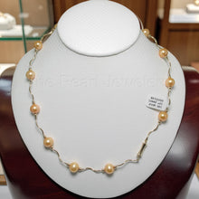 Load image into Gallery viewer, Golden Cultured Pearls &amp; 14k Gold Spiral Tube Necklace