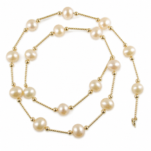 Load image into Gallery viewer, Pink Freshwater Pearl &amp; 14k Gold Twist Tube Necklace