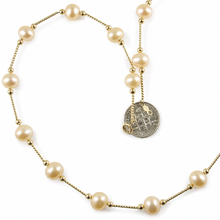 Load image into Gallery viewer, Pink Freshwater Pearl &amp; 14k Gold Twist Tube Necklace