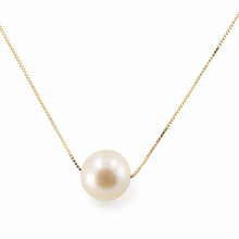 Load image into Gallery viewer, White Cultured Pearl Floating Necklace in 14k Gold
