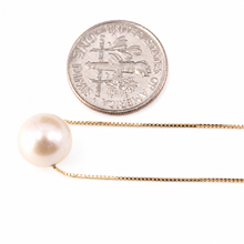 Load image into Gallery viewer, White Cultured Pearl Floating Necklace in 14k Gold