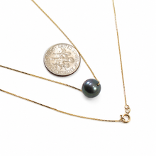 Load image into Gallery viewer, Black Cultured Pearl Floating Necklace in 14k Gold