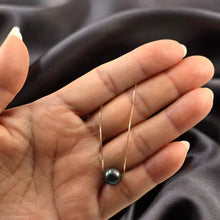 Load image into Gallery viewer, Black Cultured Pearl Floating Necklace in 14k Gold
