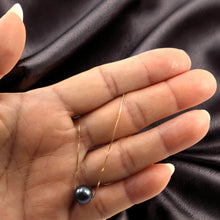 Load image into Gallery viewer, Black Cultured Pearl Floating Necklace in 14k Gold