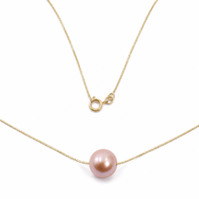 Load image into Gallery viewer, Pink Cultured Pearl Floating Necklace in 14k Gold
