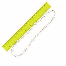 Load image into Gallery viewer, White Pearl &amp; 14k Yellow Gold Twist Tube Necklace