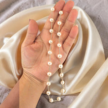 Load image into Gallery viewer, White Pearl &amp; 14k Yellow Gold Twist Tube Necklace