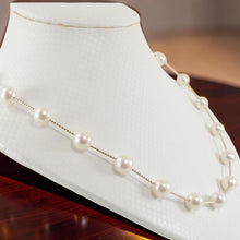 Load image into Gallery viewer, White Pearl &amp; 14k Yellow Gold Twist Tube Necklace