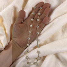 Load image into Gallery viewer, White Pearl &amp; 14k Yellow Gold Twist Tube Necklace