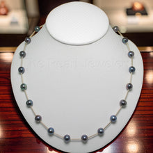 Load image into Gallery viewer, Blue-Purple Pearl &amp; 14k Yellow Gold Twist Tube Necklace