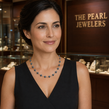 Load image into Gallery viewer, Blue-Purple Pearl &amp; 14k Yellow Gold Twist Tube Necklace