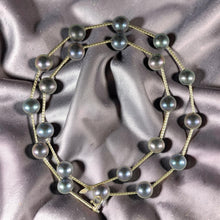 Load image into Gallery viewer, Blue-Purple Pearl &amp; 14k Yellow Gold Twist Tube Necklace