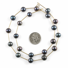Load image into Gallery viewer, Blue-Purple Pearl &amp; 14k Yellow Gold Twist Tube Necklace