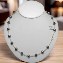 Load image into Gallery viewer, Blue-Purple Pearl &amp; 14k Yellow Gold Twist Tube Necklace