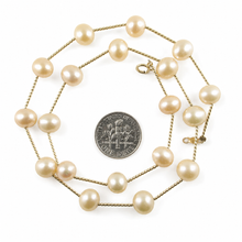 Load image into Gallery viewer, Pink Pearl &amp; 14k Yellow Gold Twist Tube Necklace