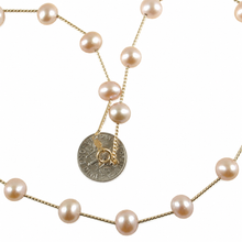 Load image into Gallery viewer, Lavender Pearl &amp; 14k Yellow Gold Twist Tube Necklace