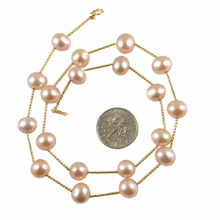Load image into Gallery viewer, Lavender Pearl &amp; 14k Yellow Gold Twist Tube Necklace