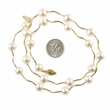 Load image into Gallery viewer, White Pearl &amp; 14k Gold Spiral Tube Tin-Cup Necklace